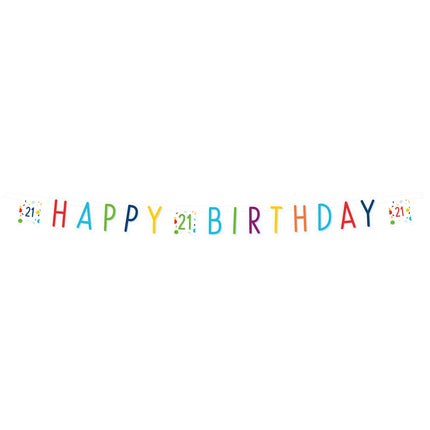 Feestbazaar Letterbanner 21 Jaar Happy Birthday Confetti