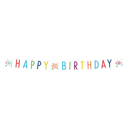 Feestbazaar Letterbanner 30 Jaar Happy Birthday Confetti