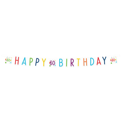 Feestbazaar Letterbanner 60 Jaar Happy Birthday Confetti
