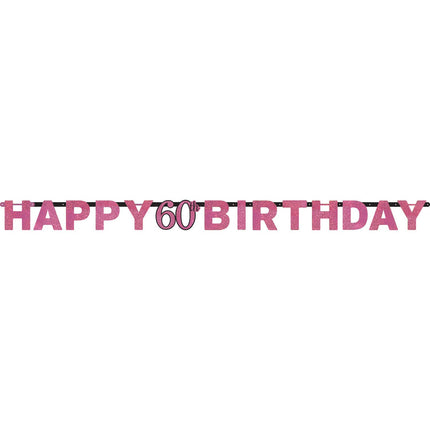 Feestbazaar Letterbanner 60 Jaar Sparkling Roze