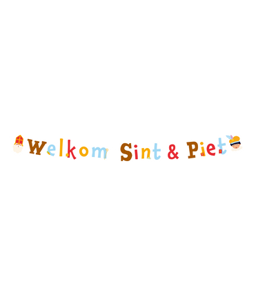 Feestbazaar Letterbanner Welkom Sint & Piet Cartoon Vigo