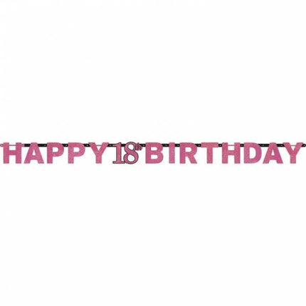 Feestbazaar Letterslinger glitter Happy 18th Birthday pink