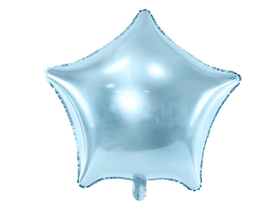 Feestbazaar Lichtblauwe Metallic Ster Folieballon 48cm