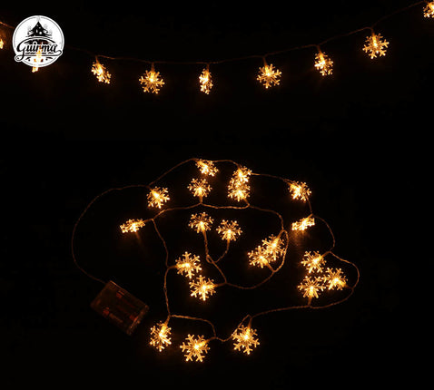 Feestbazaar Lichtslinger Sneeuwvlokken Wit Warm LED (2,3m; 20 leds)