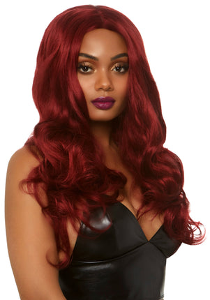 Feestbazaar Long Wavy Pruik Winny Burgundy