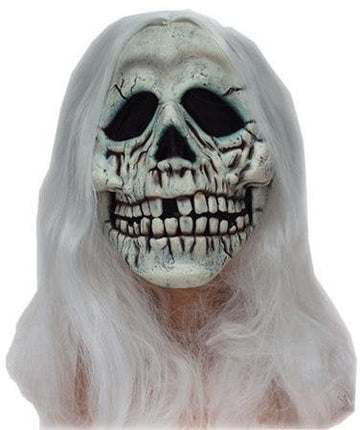 Feestbazaar Masker Skull met wit haar