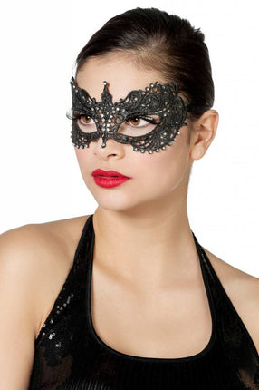 Feestbazaar Masker stof met steentjes zilver/zwart