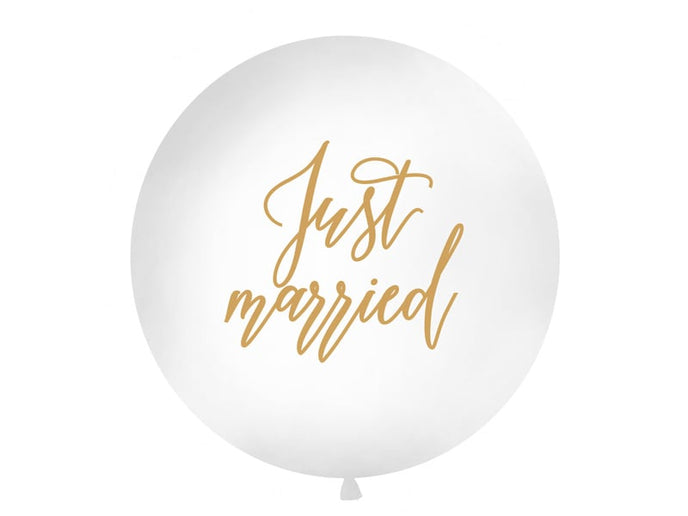 Feestbazaar Mega Ballon Just Married Wit - 1m