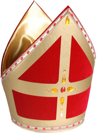 Feestbazaar Mijter TV-Sint luxe Stefan katoen fluweel rood
