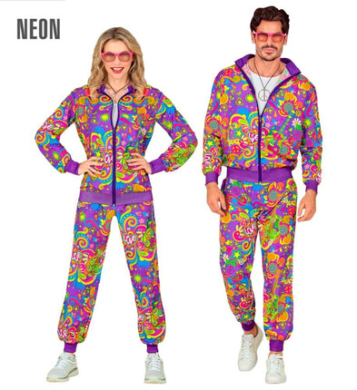 Feestbazaar Neon Flower Power Trainingspak Paars