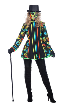 Feestbazaar Neon Jas Schedel Halloween Vrouw