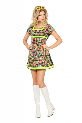 Feestbazaar Neon Popart jurk vrouw