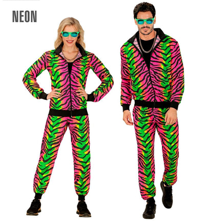 Feestbazaar Neon Rave Trainingspak Zebraprint Gekleurd