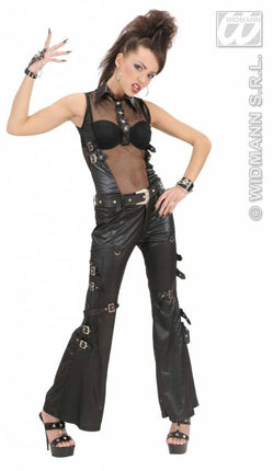 Feestbazaar Net T-shirt vrouw zwart lederlook