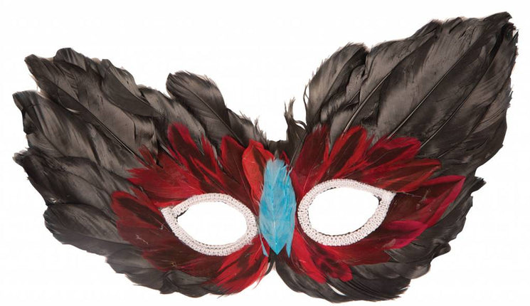 Feestbazaar Oogmasker pluim zwart