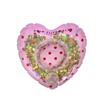 Feestbazaar Opblaasbare Bekerhouder Glitter Hart Roze/Goud