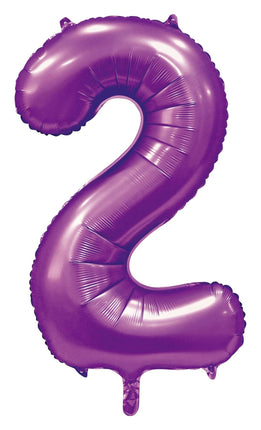 Feestbazaar Paarse Cijferballon '2' (86cm)