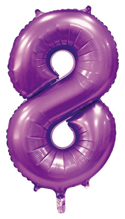 Feestbazaar Paarse Cijferballon '8' (86cm)