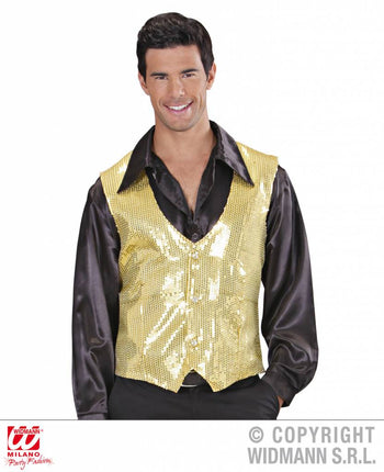 Feestbazaar Paillettenvest goud man