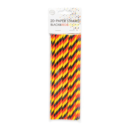 Feestbazaar Papieren Rietjes Rood/Geel/Zwart (20st)