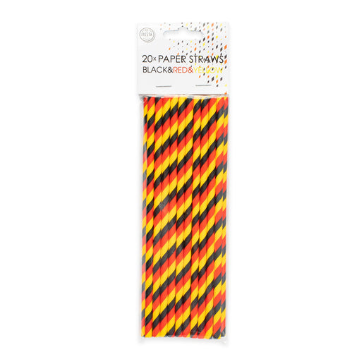 Feestbazaar Papieren Rietjes Rood/Geel/Zwart (20st)