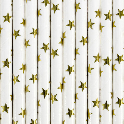 Feestbazaar Papieren Rietjes Sterretjes Goud