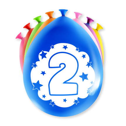 Feestbazaar Party Ballonnen Hoera 2 Jaar - 8 Stuks
