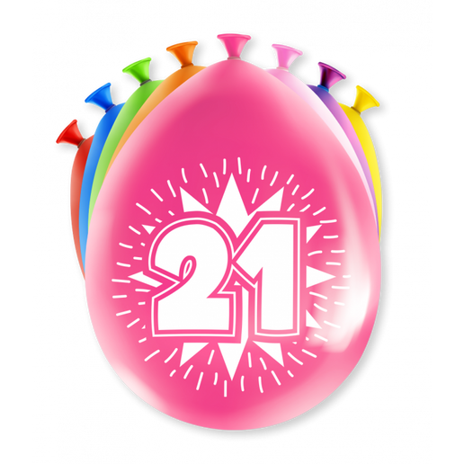 Feestbazaar Party Ballonnen Hoera 21 jaar (8st)