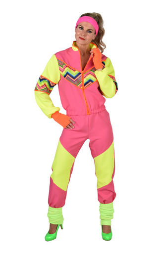 Feestbazaar Party Trainingspak Dames Pink/Geel Neon Premium