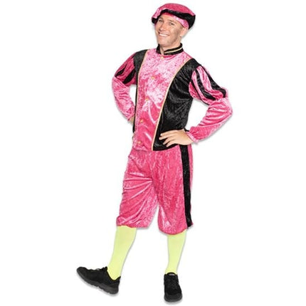 Feestbazaar Piet kostuum velours roze/zwart