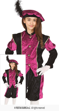 Feestbazaar Piet Verkleedpak Kind Pink/Zwart Morena