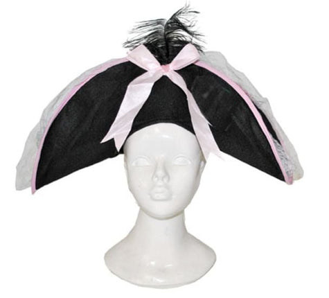 Feestbazaar Piratenhoed zwart/roze