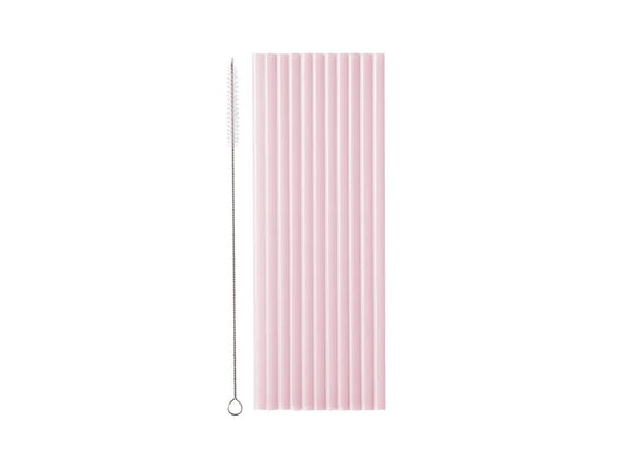 Feestbazaar Plastic Rietjes Roze Herbruikbaar 23cm (12st)