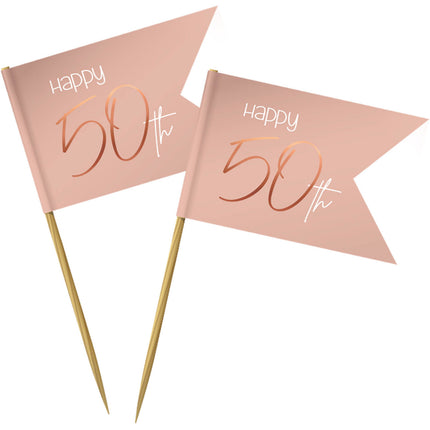 Feestbazaar Prikkers 50 Jaar Elegant Blush - 36 Stuks