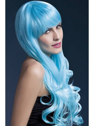 Feestbazaar Professionele pruik lang blauw Emily