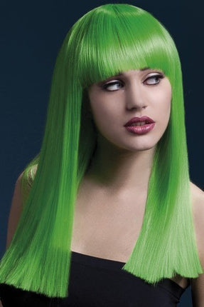Feestbazaar Professionele pruik lang neon groen Alexia