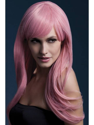 Feestbazaar Professionele pruik pastel roze Sienna