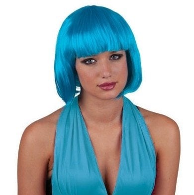 Feestbazaar Pruik bobline felblauw