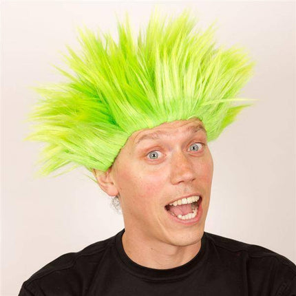 Feestbazaar Pruik Electric shock groen