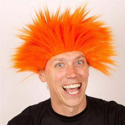 Feestbazaar Pruik electric shock oranje