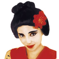Feestbazaar Pruik Geisha met bloem