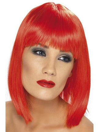 Feestbazaar Pruik Glam neon rood
