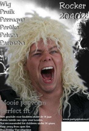 Feestbazaar Pruik hard rocker blond