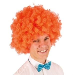 Feestbazaar Pruik krullenbol oranje