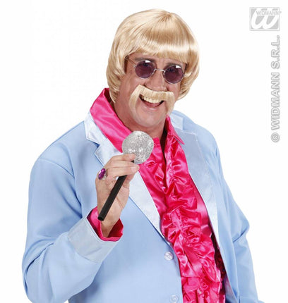 Feestbazaar Pruik met snor en bril 60's blond