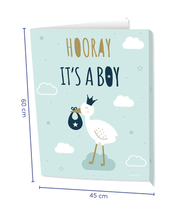 Feestbazaar Raambord 'Hooray Baby Boy' (60x45cm)