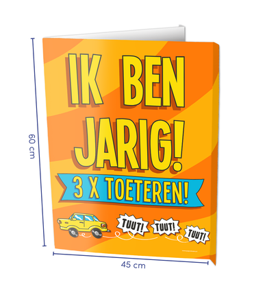 Feestbazaar Raambord Verjaardag 3x Toeteren (60x45cm)