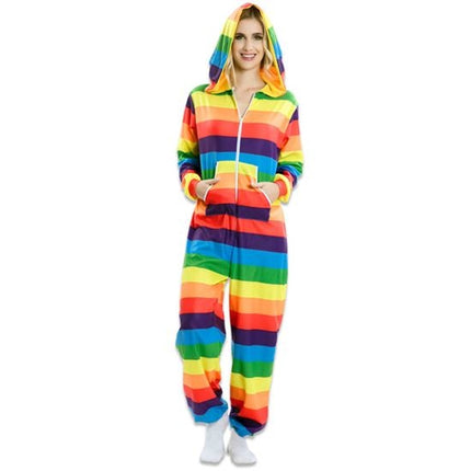 Feestbazaar Rainbow jumpsuit met capuchon