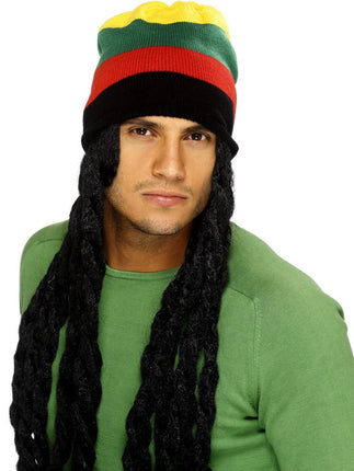 Feestbazaar Rasta muts met lange dreadlocks