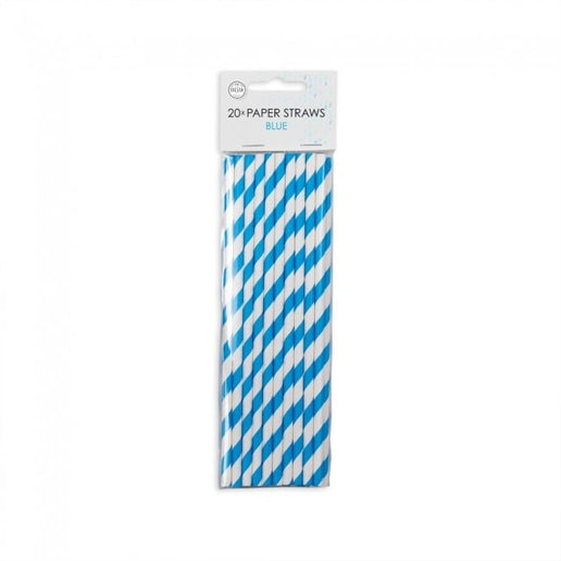 Feestbazaar Rietjes Blauw/Wit Gestreept (20st)